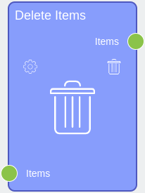Appearance of the delete items node