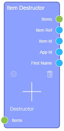 Item destructor node with additional output socket