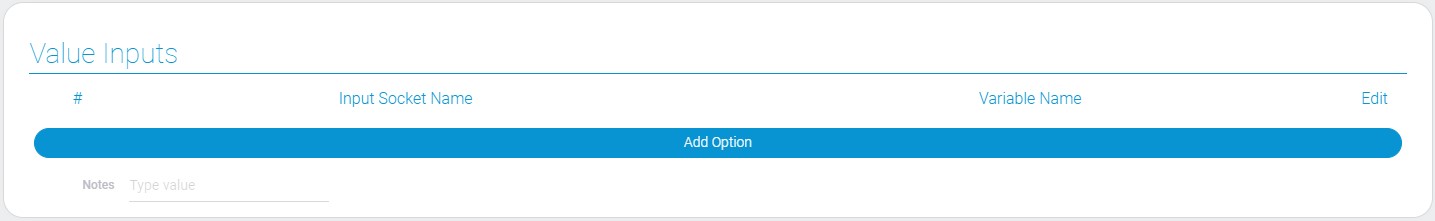 Settings of value outputs