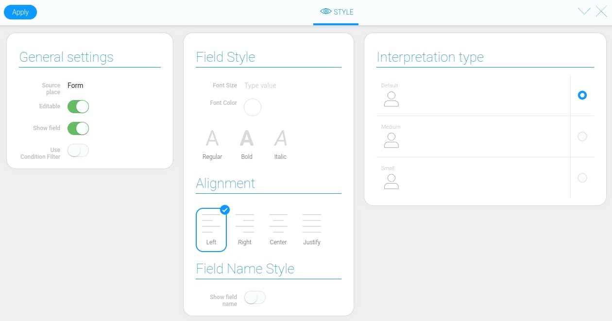 Settings of avatar style
