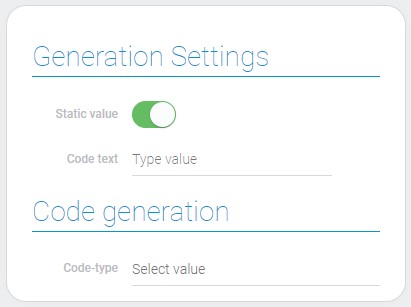 Settings of barcode generation