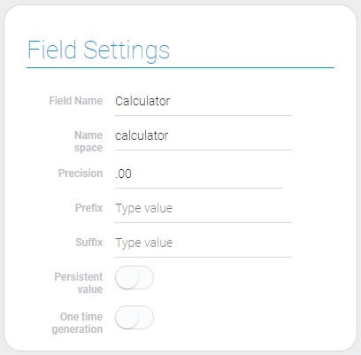 Settings of calculator field