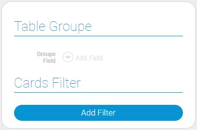 Filters and table groupe of cards