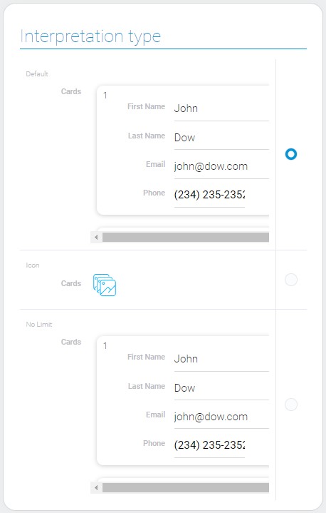 Types of cards interpretation