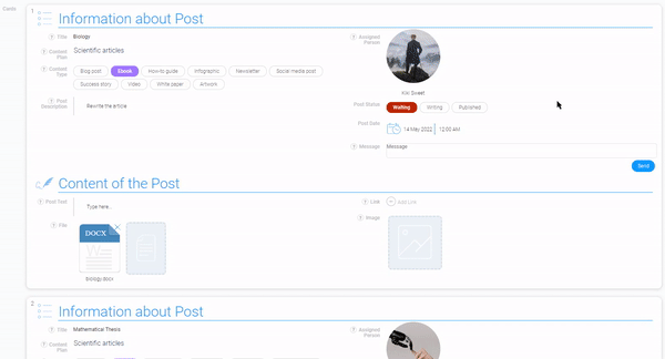 Displaying items in the cards