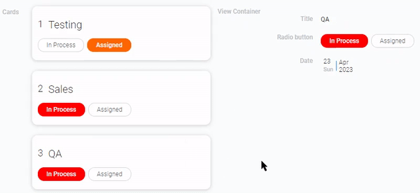 Cards that work in conjunction with View container