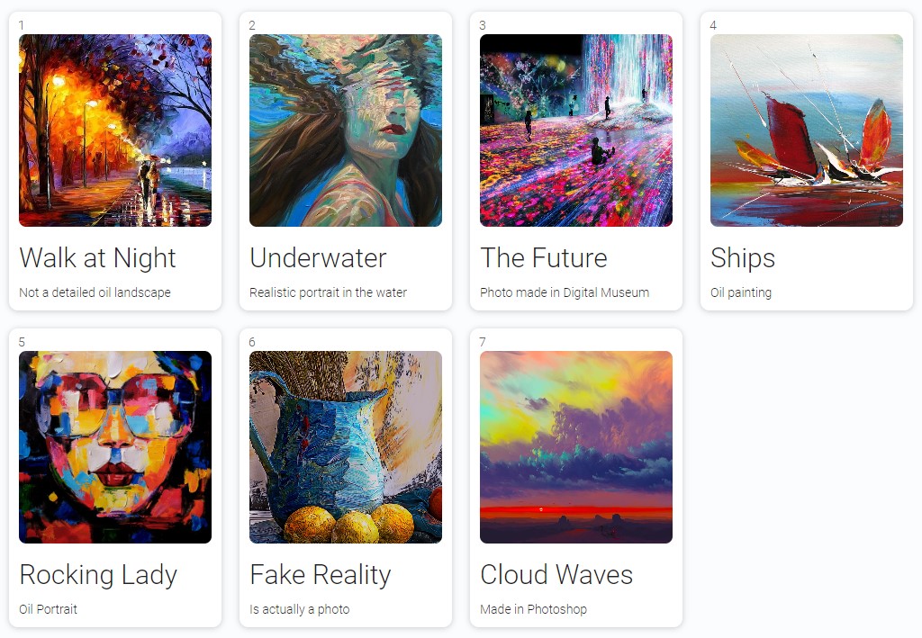 Example of gallery of cards