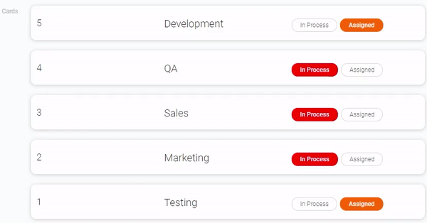 Sorting cards by different fields