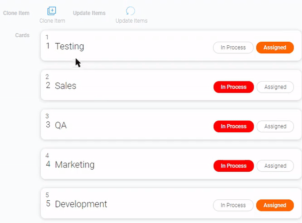 Clone and update items