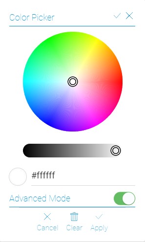 Advanced mode of the color picker
