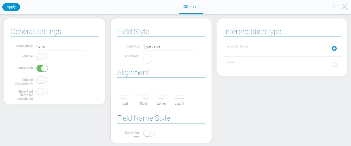 Style of data reference element