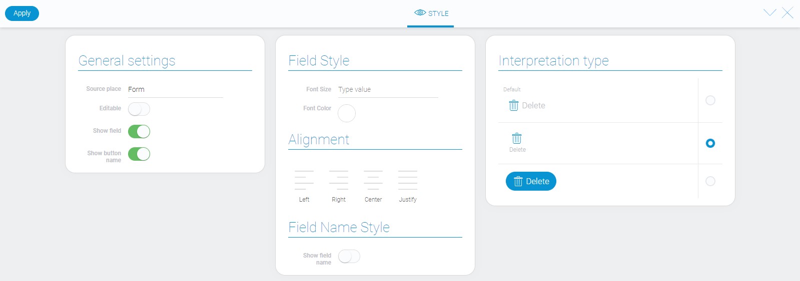 Style of delete item element