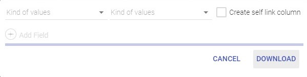 Pop-up window of export CSV element