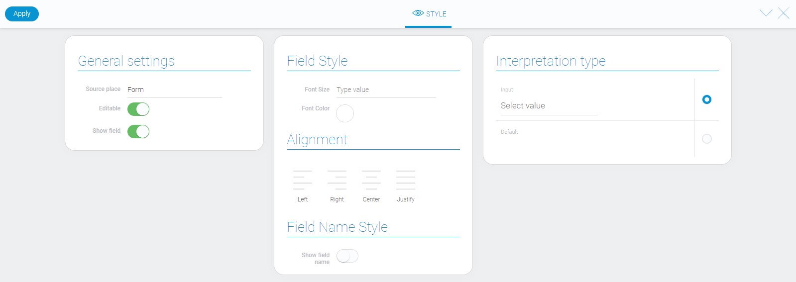 Style of field element