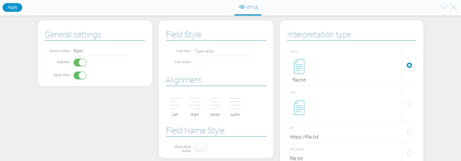 Style of the file element