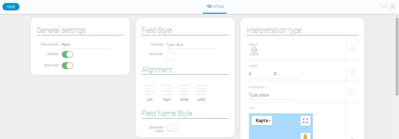 Element style of GPS coords