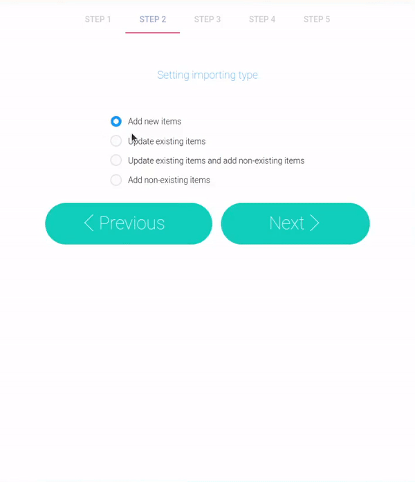 Selecting the type of importing