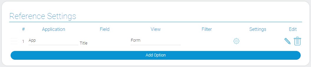 Settings of the item reference