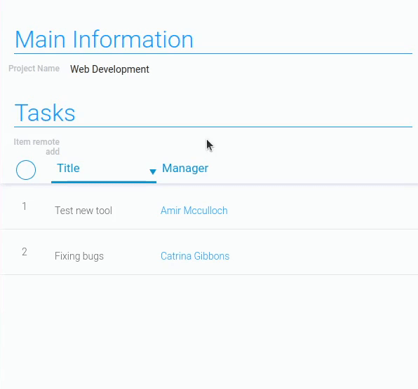 Using of the item remote add element