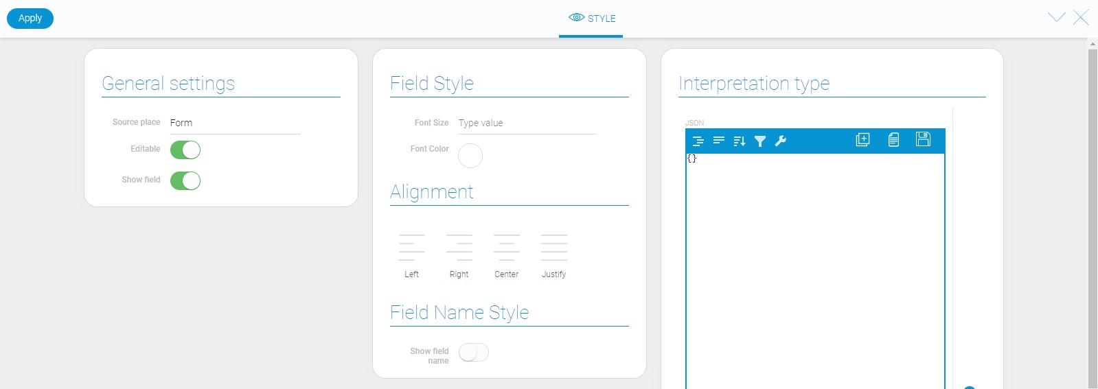 Style of JSON editor element