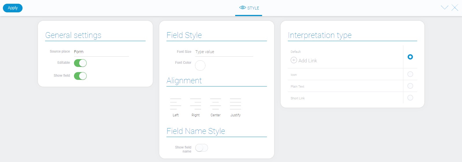 Style of link element