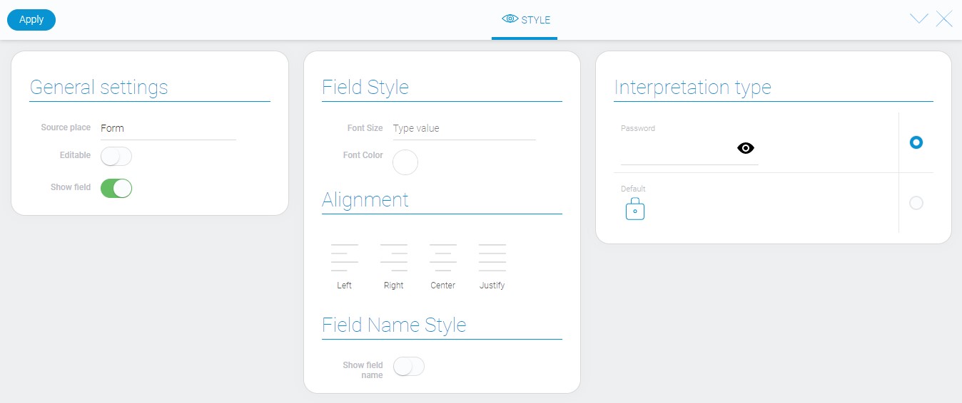 Style of password element