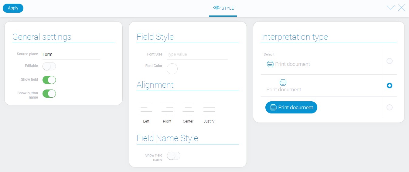 Style of print document element