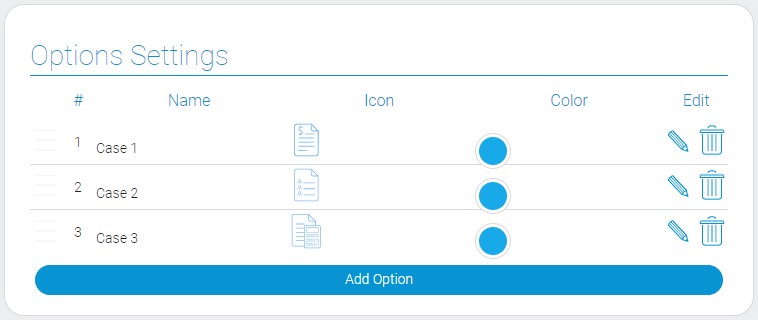 Settings of radio icon options