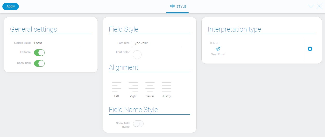 Style of send email element