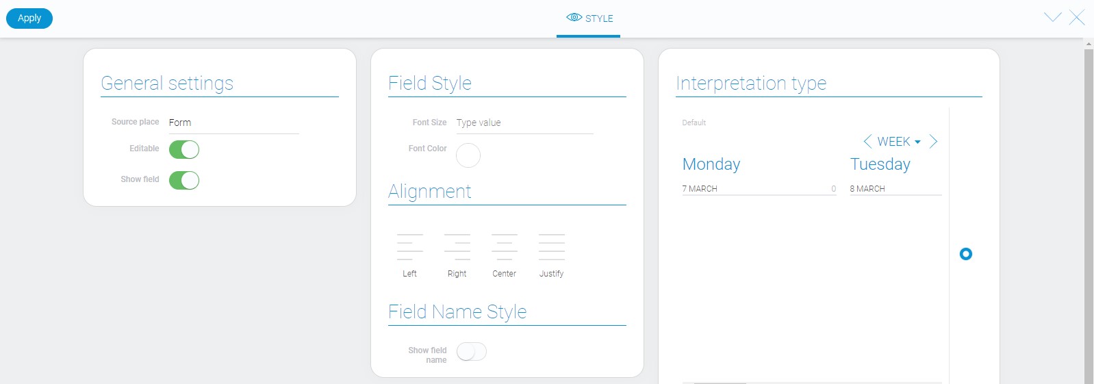 Style of task board element