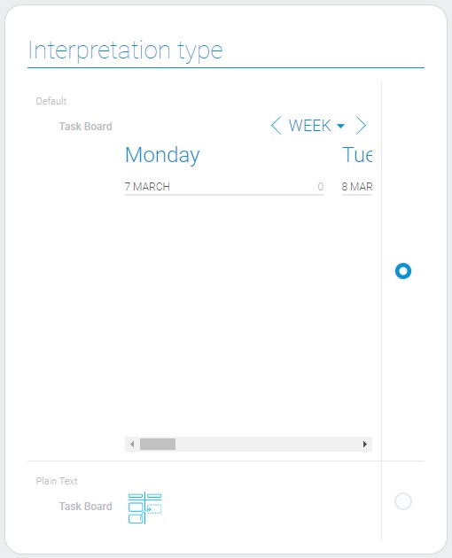 Types of task board interpretation