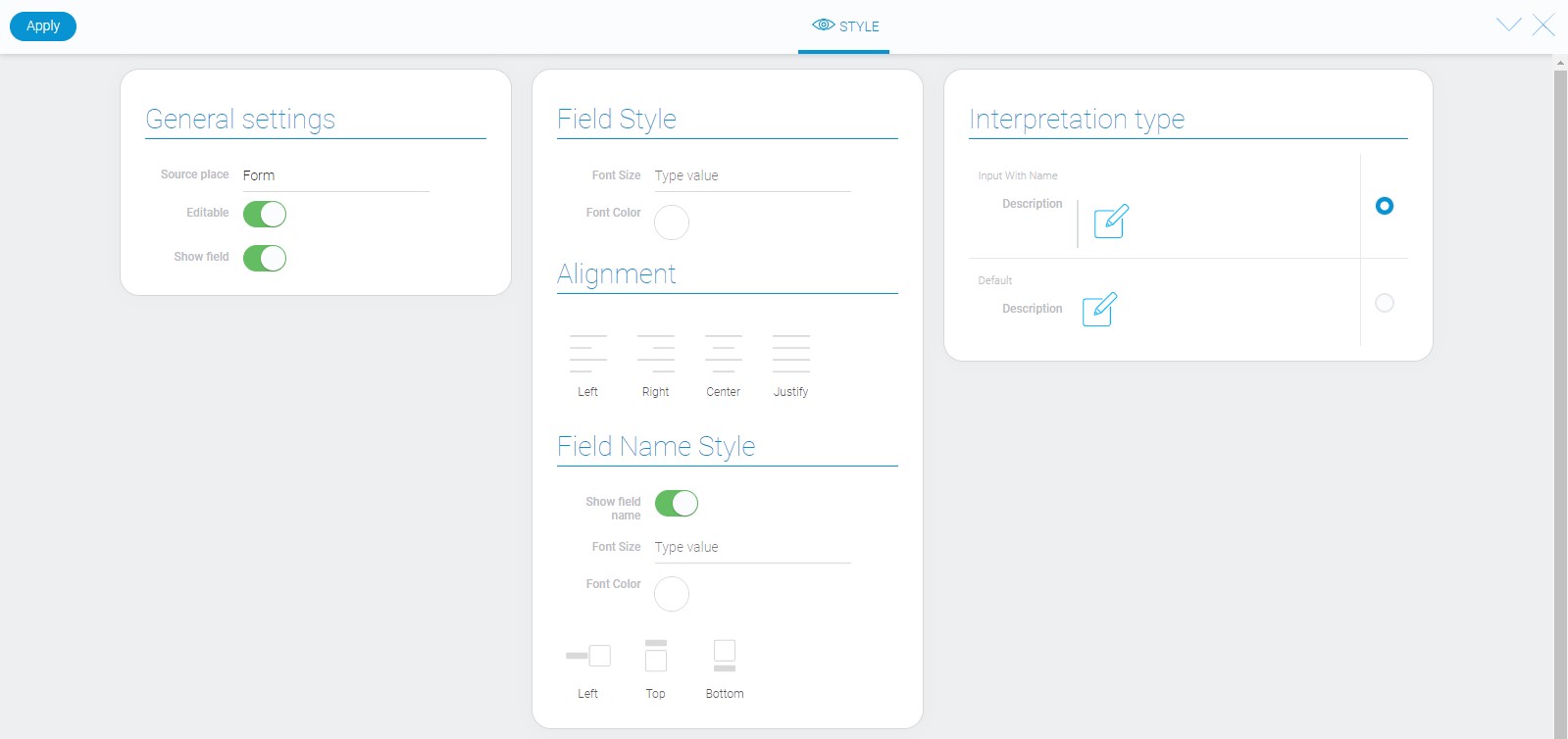 Style of text editor element