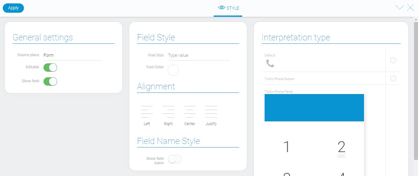 Style of twilio phone element