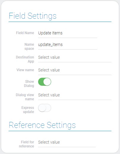 Settings of update items field