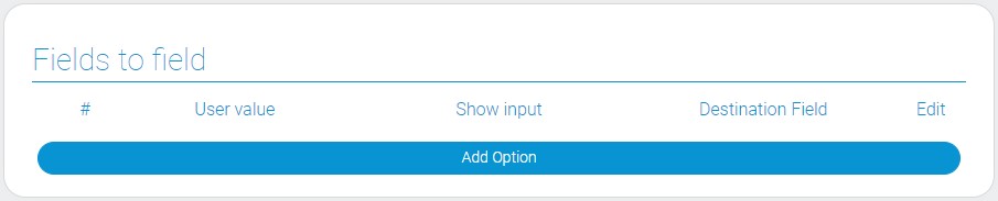 Fields to field of update items element with user value option
