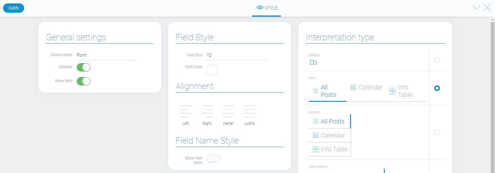 Style of view tab element