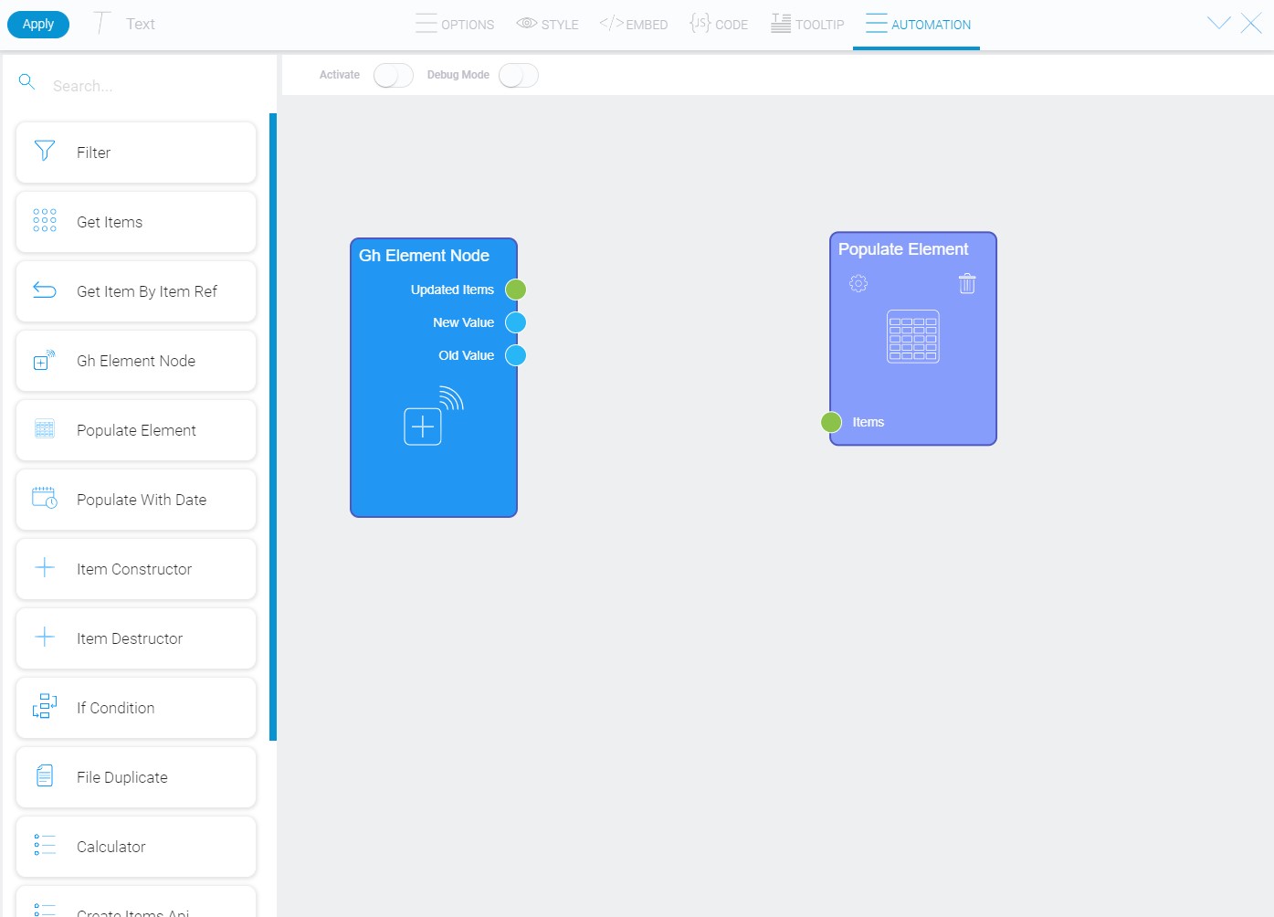 Example of element automation