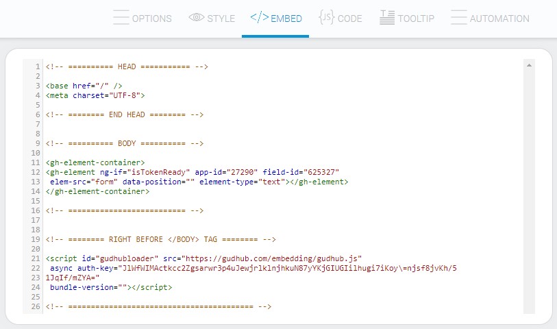 Example of element embed