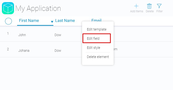 Opening element settings