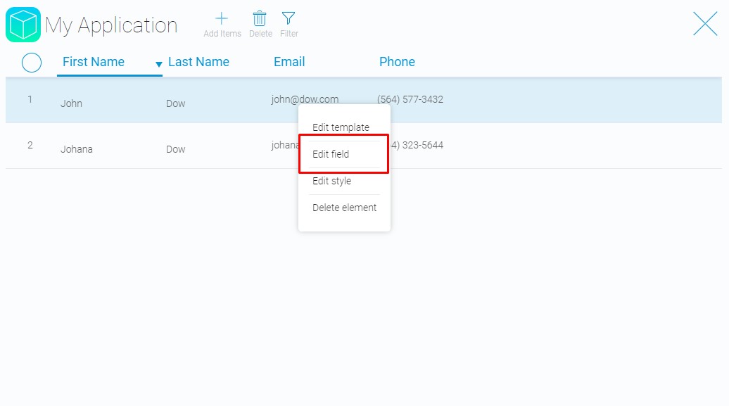 Example of edit chosen field