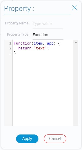 Settings of function type property