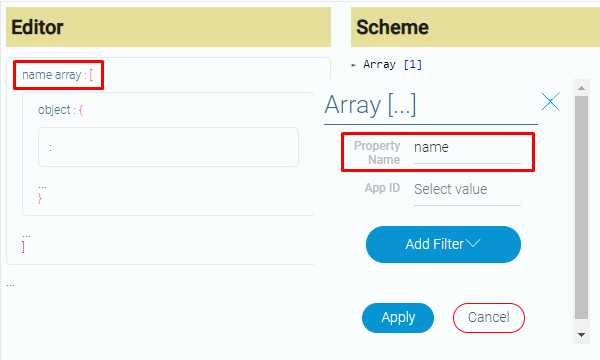 Example of the property name